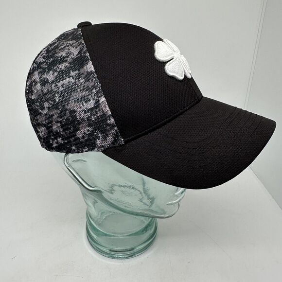 Black Clover Hat Cap Fitted Mens Small/Medium Black Camo Mesh Trucker Live Lucky - Picture 4 of 7